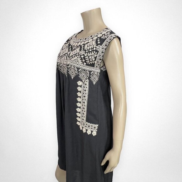 THML Moroccan Embroidered Shift Black Dress‎ M - Picture 4 of 10